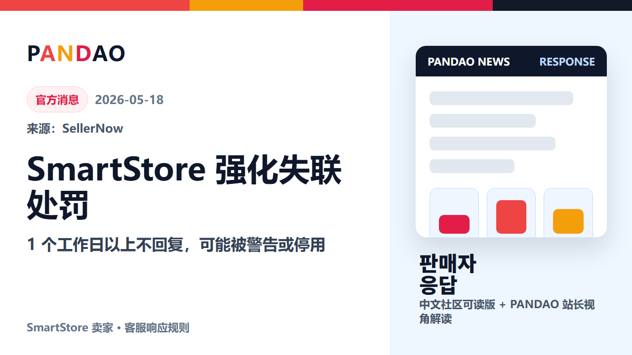 SmartStore 将强化卖家失联处罚：客户和平台咨询 1 个工作日以上不回复要注意